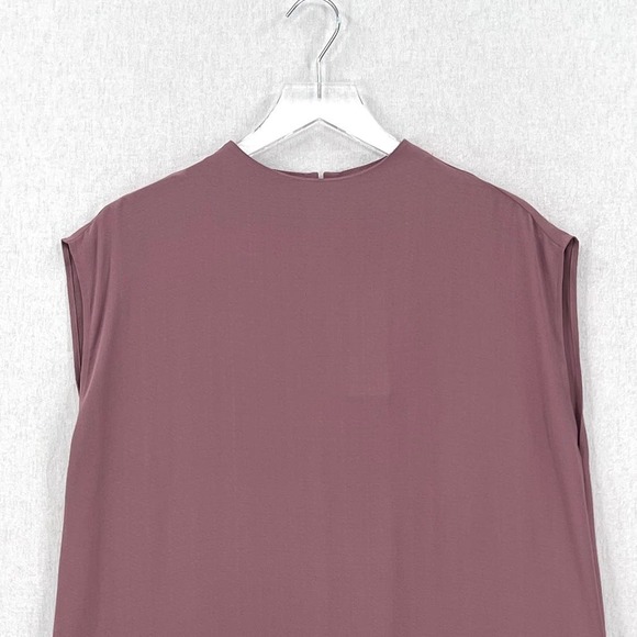 EILEEN FISHER Tunic Top Womens S Mauve Purple Silk Georgette Crepe Funnel Neck - Picture 5 of 16